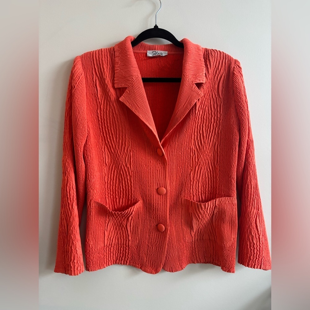 Vintage Women's Orange Textured Jacket